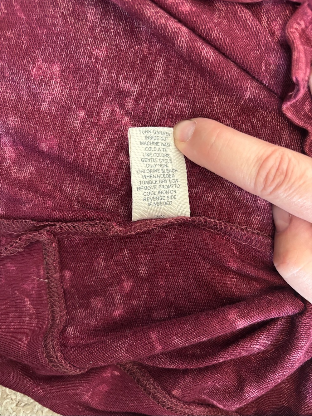 Mudd Medium Burgundy Mineral Wash Lace Up Pullover Boho Y2K - Picture 9 of 10